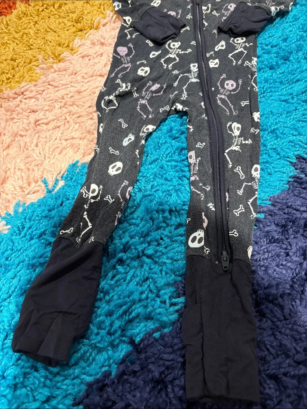Little Sleepies Black and White Skeleton Footless Pajamas
